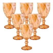 Jogo De Taça Diamante 260ml De Vinho Água Vidro 6 Unidades Ambar - Class Home