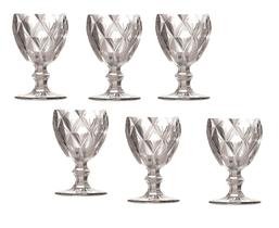 Jogo De Taça Diamante 260Ml De Vinho Água Vidro Kit 6 Unidades - Class Home