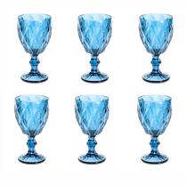 Jogo de taça Diamante Azul 300ml 6 peças Água Suco Vinho
