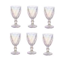 Jogo De Taça Diamante Rainbow 260ml De Vinho Água Vidro 6 Unidades - Class Home