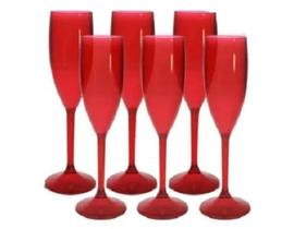 Jogo de Taça Vidro Vermelha Champanhe 190ml