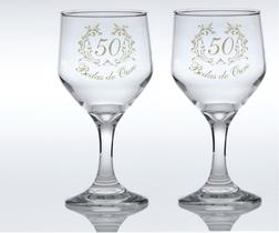 Jogo De Taça Vinho Bodas De Ouro 50 Anos 2 Peças
