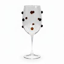 Jogo de Taças 6 Unidades 520ml Bolinhas Âmbar Luxuoso Mesa Posta Festa Decoração Presente Casamento