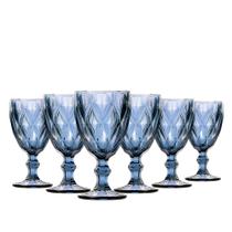 Jogo de Taças Água Diamante Azul 260ml Vidro Class Home