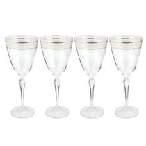 Jogo De Taças Água Suco 350ml Kit 4 Peças Cristal Friso Dourado Luxo