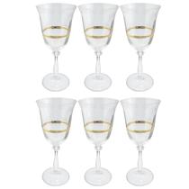 Jogo De Taças Água Suco 350ml Kit 6 Peças Grace Cristal Decorado Friso Dourado Luxo Jogo De Taças Água Suco 350ml Kit 6 Peças Grace Cristal Decorado Friso Dourado Luxo