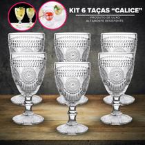Jogo De Taças Calice Vintage De Luxo Água Suco Vinho 6 Peças Decoração de Mesa Festa Resistente