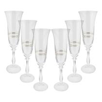 Jogo de taças champanhe cristal ecológico Bohemia Angela 190ml 6 peças prata rim Jogo de taças champanhe cristal ecológico Bohemia Angela 190ml 6 peças prata rim