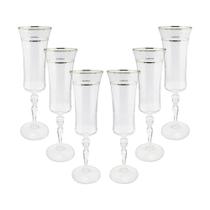 Jogo de taças champanhe cristal ecológico Bohemia Grace 190ml 6 peças prata rim