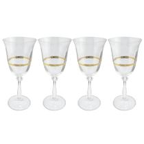Jogo De Taças Champanhe Espumante 190ml Kit 4 Peças Angela Cristal Friso Dourado Luxo Jogo De Taças Champanhe Espumante 190ml Kit 4 Peças Angela Cristal Friso Dourado Luxo