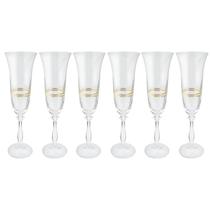 Jogo De Taças Champanhe Espumante 190ml Kit 6 Peças Grace Cristal Decorado Friso Dourado Luxo Jogo De Taças Champanhe Espumante 190ml Kit 6 Peças Grace Cristal Decorado Friso Dourado Luxo