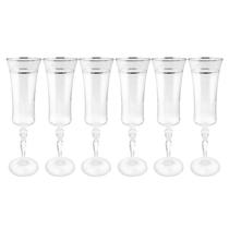 Jogo De Taças Champanhe Espumante 300ml Kit 6 Peças Grace Cristal Decorado Friso Platino Luxo Jogo De Taças Champanhe Espumante 300ml Kit 6 Peças Grace Cristal Decorado Friso Platino Luxo