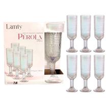 Jogo de Taças Champanhe Pérola Rainbow 6 Peças 160ml Furta-Cor Haste Mesa Posta Vidro Elegante Jantar Bebidas Resistentes Drinks Luxo Cozinha