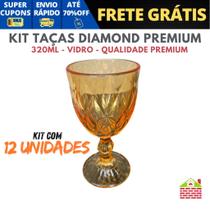Jogo de Taças Com 6 e 12 Peças Vidro Diamond ou Bico de Jaca 320ml