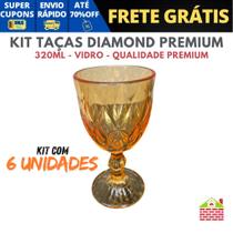 Jogo de Taças Com 6 e 12 Peças Vidro Diamond ou Bico de Jaca 320ml