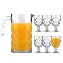 Jogo de Taças com Jarra 7 Peças Vidro Transparente Pinea 200ml Em Casa Tem