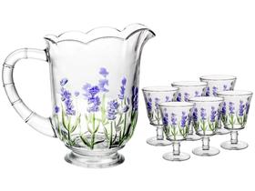Jogo de Taças com Jarra de Cristal 7 Peças Lyor Lavanda Hand Painting