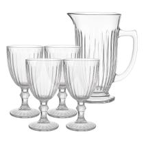 Jogo de Taças com Jarra de Vidro 5 Peças 320ml 1L Transparente Melina Premium Haüskraft