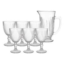 Jogo de Taças com Jarra de Vidro 7 Peças 320ml 1L Transparente Melina Premium Haüskraft