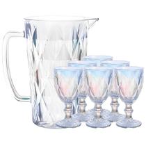 Jogo de Taças com Jarra em Vidro Diamond Rainbow 7 Pçs