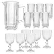 Jogo de Taças Copos e Jarra de Vidro Transparente Graffiato 13 peças - Hauskraft