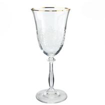 Jogo de Taças Cristal Agua e Vinho Decorada Borda Ouro Angela 350ml 6un Bohemia