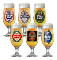 Jogo De Taças De Cerveja Chopp Copo Rótulos Países 300ml 6 Peças