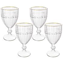 Jogo de Taças de Cristal Transparente Fio de Ouro Imperial 330mL 4 peças - Lyor Jogo de Taças de Cristal Transparente Fio de Ouro Imperial 330mL 4 peças - Lyor