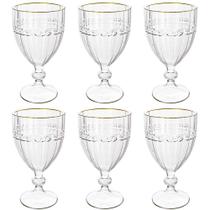 Jogo de Taças de Cristal Transparente Fio de Ouro Imperial 330mL 6 peças - Lyor