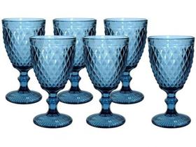 Jogo de Taças de Vidro Azul - 300 ml com 6 Peças - Casambiente
