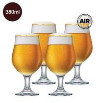 Jogo de Taças de Vidro Bélgica com Filete de Ouro 380ml 4pcs