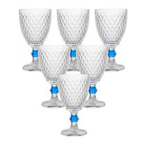 Jogo de Taças de Vidro Bico de Abacaxi Transparente Luxo Azul - Casambiente