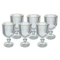 Jogo de taças de vidro com borda dourada 6 peças 270ml