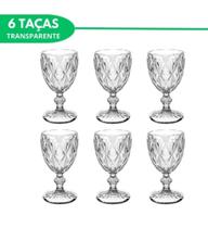 Jogo de Taças de Vidro Diamante Clear 330 ml 06 peças para Água Vinho. - Class Home