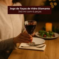 Jogo de Taças de Vidro Diamante Elegante Sofisticado 340 ml com 6 peças Jogo de Taças de Vidro Diamante Elegante Sofisticado 340 ml com 6 peças