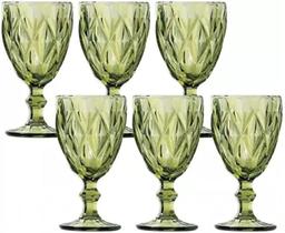 Jogo De Taças De Vidro Diamond 300ml Cor Verde 6 Peças