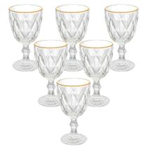 Jogo de Taças de Vidro Diamond Fio de Ouro 320ml 6 peças - Hauskraft Premium