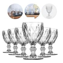 Jogo de Taças de Vidro Linha Diamante 325ML 6 Peças Facetado Transparente Jogo de Taças de Vidro Linha Diamante 325ML 6 Peças Facetado Transparente