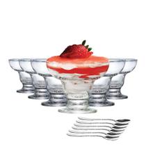 Jogo de Taças de Vidro New Cancun com 6 Taças e 6 Colheres Para Sobremesa 300ml - Ruvolo