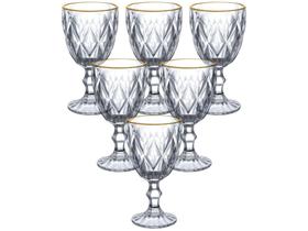 Jogo de Taças de Vidro para Água e vinho Transparente e Dourado 320ml 6 Peças Hauskraft TCVN015/GD