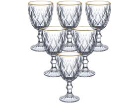 Jogo de Taças de Vidro para Água e vinho Transparente e Dourado 320ml 6 Peças Hauskraft TCVN015/GD