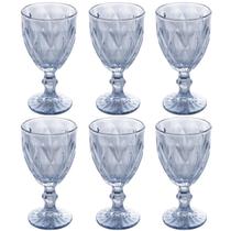 Jogo de Taças de Vidro para Água Suco Vinho Diamond Conjunto de Taça Mesa Posta 325ml 6 Unidades