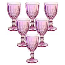 Jogo de Taças de Vidro Rosa Furta-Cor Lace 330ml 6 peças - Haus Concept Brinox