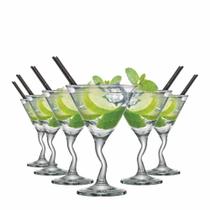 Jogo de Taças de Vidro Twister Martini Para Drink 225ml 6 Pcs Ruvolo