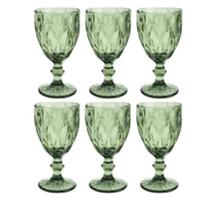 Jogo de taças de vidro verde com 6 peças 330ml / conjunto kit de taça - Lyor