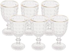 Jogo de Taças de Vidro Wolff Conjunto 6 Peças Fio Dourado para Água Suco 345ml