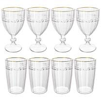 Jogo de Taças e Copos de Cristal Imperial Fio de Ouro 8 peças - Lyor Jogo de Taças e Copos de Cristal Imperial Fio de Ouro 8 peças - Lyor