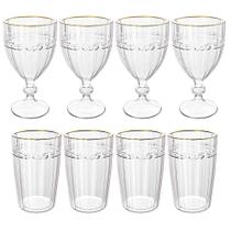 Jogo de Taças e Copos de Cristal Imperial Fio de Ouro 8 peças - Lyor Jogo de Taças e Copos de Cristal Imperial Fio de Ouro 8 peças - Lyor