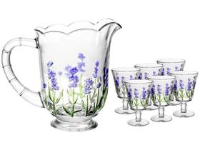 Jogo de Taças e Jarra de Cristal Lavanda Hand Painting 7 peças - Lyor