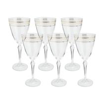Jogo de Taças para Água Bohemia Brocade Decorada Cristal Ecológico 350ml 6 peças